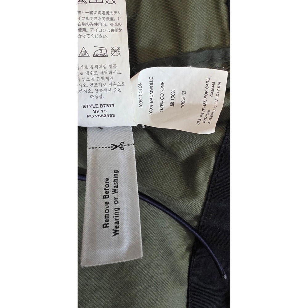 J Crew Olive Green Cotton‎ Hooded Utility Jacket With Navy Accents Size S - Picture 12 of 12